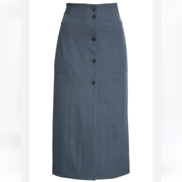 NEW MM Lafleur the Lane skirt midi gray blue better than denim stretch 8 - Picture 2 of 16